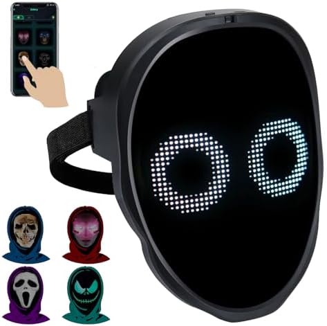 AINSKO Programmable LED Mask-APP Bluetooth Customizable Light-Up Face Mask for Festivals Parties Raves Cosplay Christmas Gift