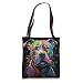 Colorful Pitbull Face Bully Funny Dog Art Painting Tote Bag