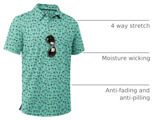 Image of ZITY Men's Golf Shirts Short Sleeve Print Patterns Casual Collared Polo