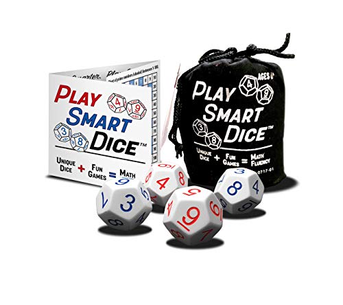 PlaySmart Dice: Uniquely Numbered Dice System with 5 Fun Math Games that Helps Kids Master Addition and Multiplication Skills