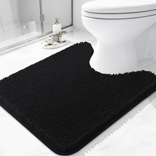 Arotive Bathroom Toilet Rugs Chenille U Shaped 24x20 Black