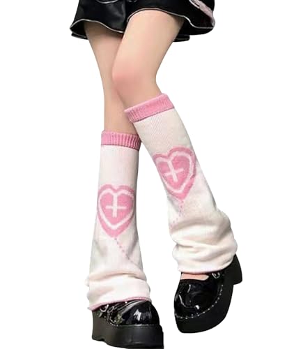Image of WODECASA Girls Kawaii Leg Warmers Knitted Flared Leg Sleeves Goth Crochet Baggy Cuff Ankle Heap Socks