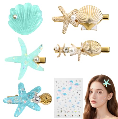 Pinza para cabello con diseño de sirena y pegatinas miniatura 1