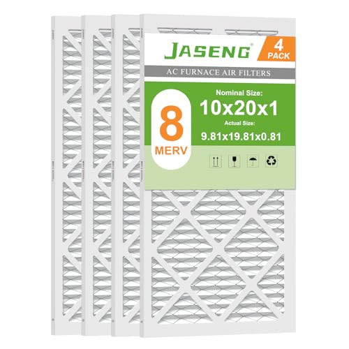Image of 10x20x1 MERV 8 Air Filter, 4-Pack for Furnace HVAC | MPR 600 FPR 5 Pleated HVAC filter, Exact Size: 9.84 inchx19.8 inchx0.79 inch, Filters Dust, Pollen & Pet Dander, 3-Month Lifespan