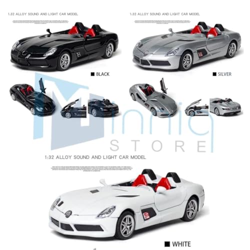 Image of 1 /32 Merceedes Benz SLR AMG GT Future Model Car - Exclusive Alloy Metal Pullback Toy with Openable Doors, Lights, and Music for Kids (1:32 Merceedes SLR- Silver)