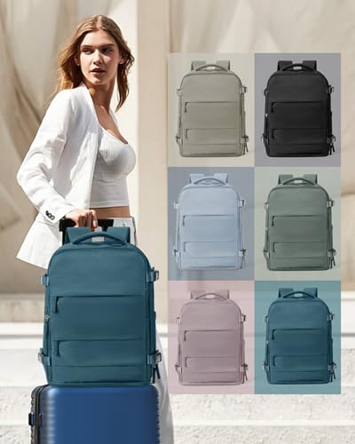 Image of coowoz Large Travel Backpack Carry On for Women Man Waterproof Gym Backpacks Mochila de Viaje Travel Bag Essentials Teacher Personal Item Backpack Rucksack Airplane Accessories Must Haves Peacock Blue