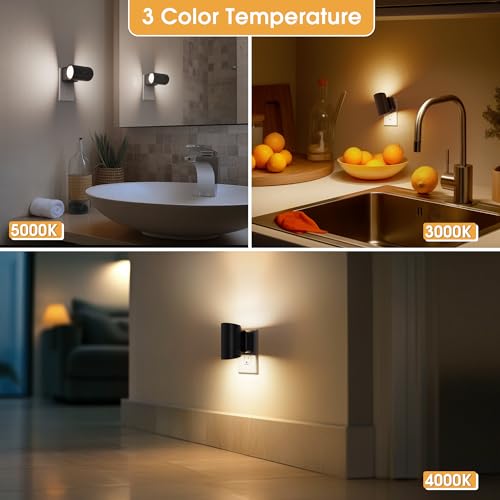 Image of Briignite Night Lights Plug into Wall, 3CCT Modern LED Night Light Plug in, Dusk to Dawn Sensor, 3000KĀ0Kŀ0K Change Nightlight,Dimmable NightLight for Hallway, Bedroom, Stairway, 2 Pack