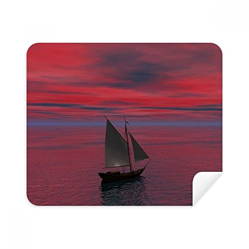 Ocean Red Sky Boat People Picture Cleaning Cloth Screen Cleaner 2pcs Suede Fabric