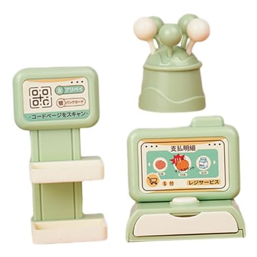 Beaupretty Miniature Simulation Cash Register for Dollhouse and Role Play Plastic Interactive Supermarket Cashier Model with Lollipop Prop Educational Pretend Play Accessory for Home and