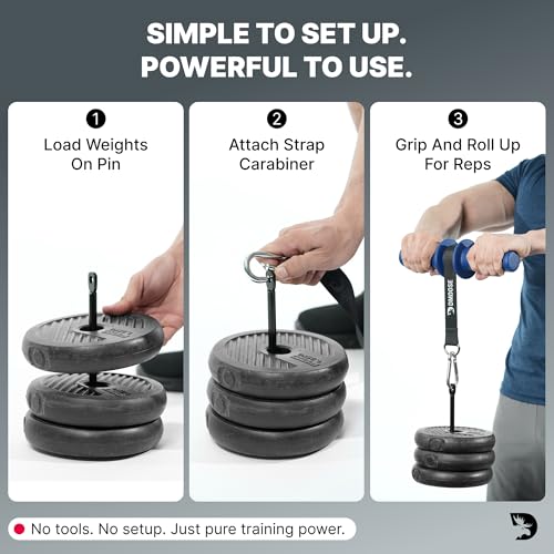 Image of DMoose Fitness Forearm Strengthener & Wrist Roller - Non-Slip Thicker Handles, 35 inch Durable Nylon Strap - Grip Trainer for Wrist, Hand & Forearm Muscles - Arm Exerciser for Strength Training & Rehab