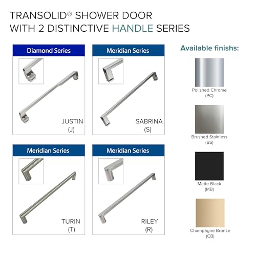 Transolid BRP606208F-T-MB Brianna 60 in. W x 62 in. H Frameless by-Pass Shower Door in Matte Black Finish with Frosted Glass and Turin Handles