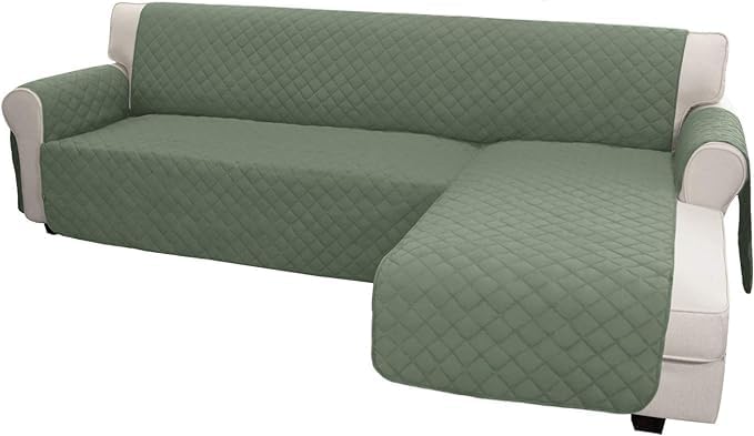 BLESSING PET SUPPLY Microfiber Sofa Slipcover L Shape Sofa Cover Sectional Couch Chaise Reversible Sofa Furniture Protector for Pets Kids Children DogChildren Dog (Large, Green)-picture-10