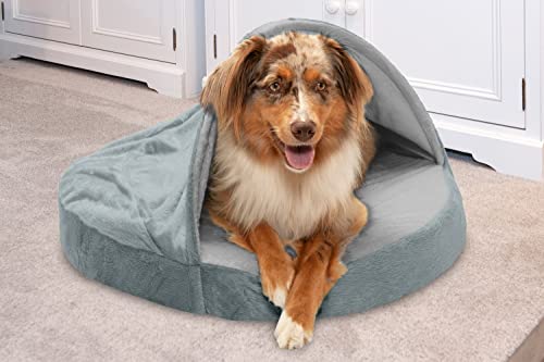 Furhaven 26" Round Orthopedic Dog Bed Microvelvet Snuggery W/ Removable Washable Cover - Silver, 26-Inch #TOP2