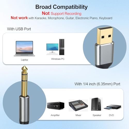 Cable USB a Jack 6.35 mm, 2 metros miniatura 2
