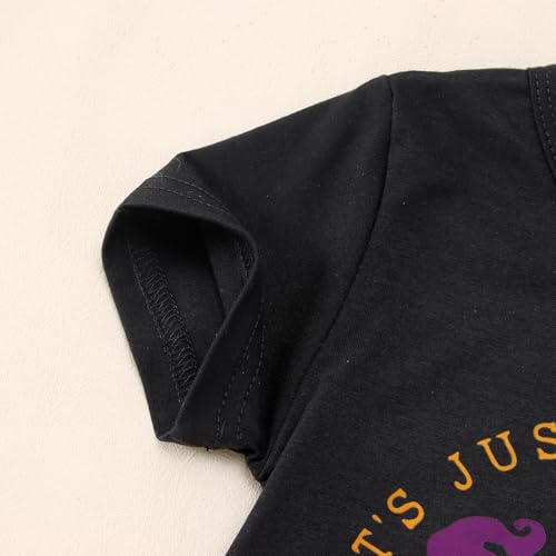 Halloween Outfit Toddler baby Girl Hocus Pocus Short Sleeve Shirt Stripe Ruffle Bell Bottoms Pants Fall Clothes Set4