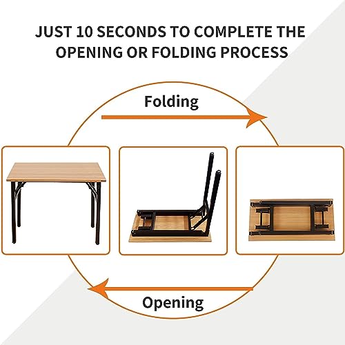 Image of Need Office Computer Desk 39.3 Inch Sturdy Folding Laptop Table Retro | Black Frame Writing Gaming Work Table /Foldable Home Office Desk /Sewing Table, No Assembly Required