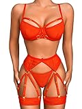 Kaei&Shi Garter Lingerie For Women, Strappy High Waisted Fishnet Belt Sexy Lingerie, Underwire Deep