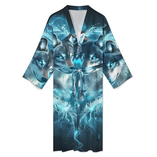 Albornoz de baño de hombre suave bata larga premium marca Wolf 4
