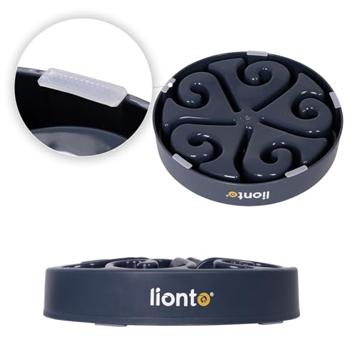 lionto Anti Schling Napf für Hunde & Katzen, Ø 20 cm, Höhe 5 cm, Fassungsvermögen von bis zu 450 g, Rutschfester Hundenapf aus lebensmittelechtem Kunststoff, bis zu 100° spülmaschinenfest, grau