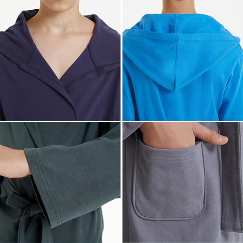 V.&Grin Boys Girls Cotton Robe, Lightweight Toddler Hooded Soft Unisex Bathrobe For Kids 3-14 Years(Navy 9/10) #TOP3