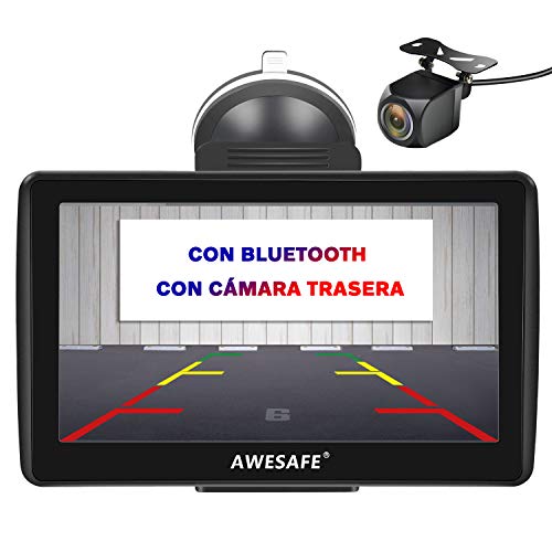 AWESAFE Navegador GPS para Coches con c�mara Trasera de 7 Pulgadas con Bluetooth, con Mapas �ltimos y Actualizaciones de por Vida