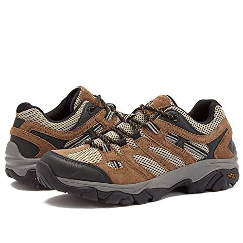 HI-TEC Ravus Low Hiking Shoes for Men, Lightweight Breathable Outdoor Trekking and Trail Shoes - Tan, 10 Medium