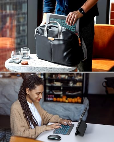 TECURS Bluetooth Keyboard and Mouse Set for iPad, Rechargeable, QWERTY UK Layout, 7-Color Backlit Wireless Keyboard Mouse for Mac/IOS/Windows/Android, Black - Image 4