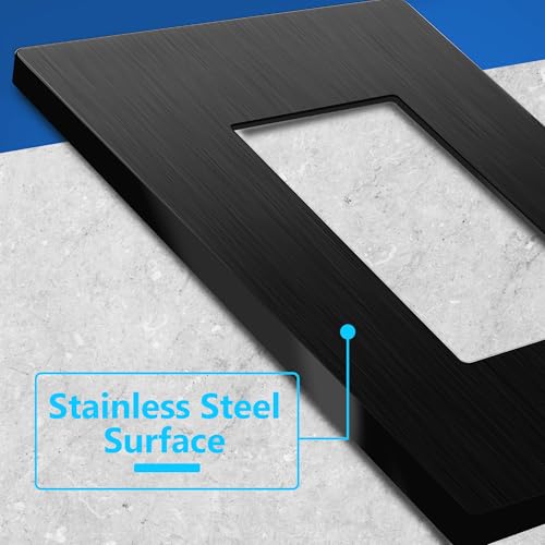 Image of LIDER Screwless Metal-Surface Wall Plate, Decorator Switch Cover, Temperature and Impact Resistant, Modern Decoration Upgrade, Mid-Size 1-Gang 4.88 inch x 3.11 inch, UL Listed, Stainless Steel, Brushed Black
