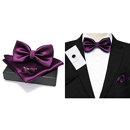 Set de corbata de moño para hombre con portacubiertos y pañuelo miniatura 3