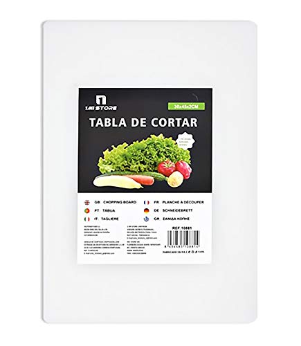 1MI STORE Tabla de Cortar Cocina, Material de Polietileno, Blanco (30x45x2cm)