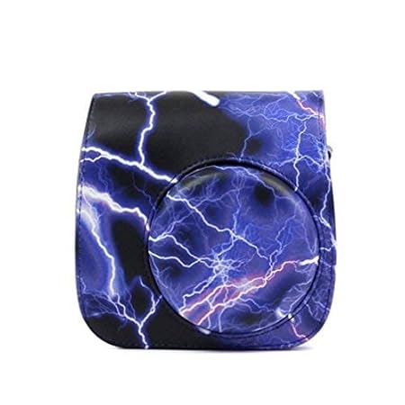 FotoCart Camera Compact Bag for Instax Mini 11 Instant Camera and Also use with Mini 8, Mini 9 & Mini 10 Instax Camera (Black) (Lightning Purple)