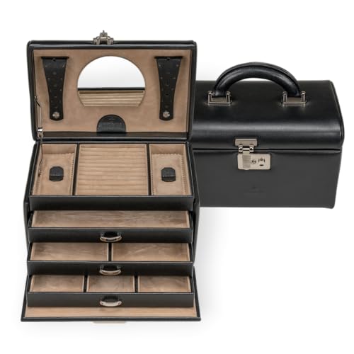 Produktbild Windrose Beluga Schmuckkasten aus Leder, 24.5 cm, schwarz