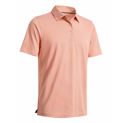 Image of Men's Golf Polo Shirts Short Sleeve Striped Performance Moisture Wicking Dry Fit Golf Shirts for Men