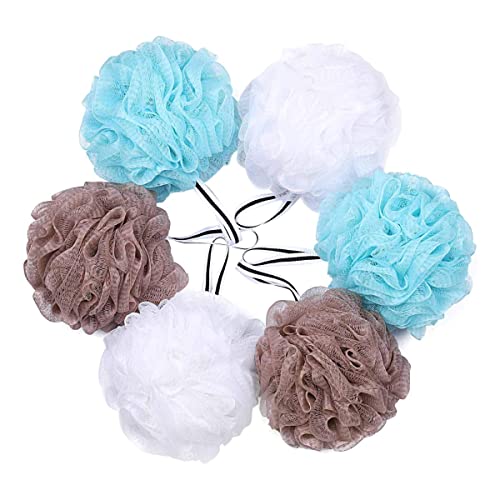Tbestmax 4 pcs Bath Loofah Shower Sponge Pouf for Body Scrubber Exfoliator Scrubber Ball