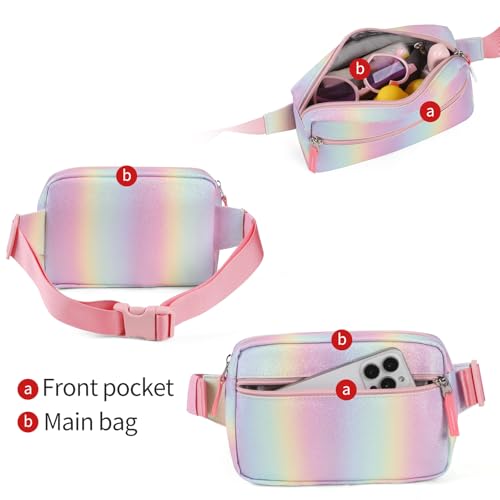 Image of Fanny Pack Birthday Gifts for 7 8 9 10 11 12 13 Year Old Teens Girls Kids, Preppy Cute Trendy Stuff Colorblock Crossbody Bag Adjustable Belt Bags, Dorm Travel Essentials for Girl Fashion