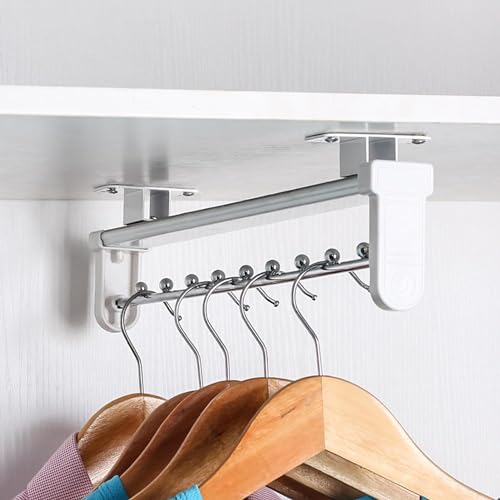 Genérico Perchero extraíble con poleas, Soporte Ajustable para Colgar Ropa, Barra Deslizante para organizar el Armario y Ahorrar Espacio.