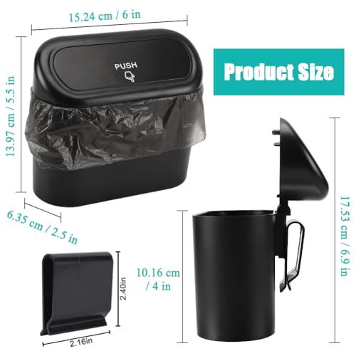 Image of Accmor Car Trash Can with Lid, Leakproof Vehicle Garbage Organizer Holder Bin with 60 Pcs Trash Bags, Mini Auto Dustbin Interior Accessories Storage Container for SUV, Office, Home