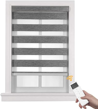 mbeunzi Persiana eléctrica enrollable inteligente con motor y mando a distancia, persianas motorizadas con Alexa compatible con Home Office (White Cream, 60,96 cm x 137,16 cm)