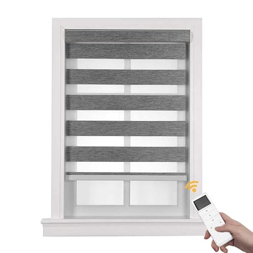 mbeunzi Persianas enrollables eléctricas, personalizables, con protección solar, con diseño de cebra, compatibles con Alexa, para oficina en casa (crema blanca, 106,68 cm x 182,88 cm)