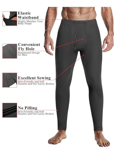 Ekouaer Men's Long Johns Thermal Underwear Micro Soft Fleece Lined Base Layer Set Cold Weather Warm Underwear Top and Bottom3