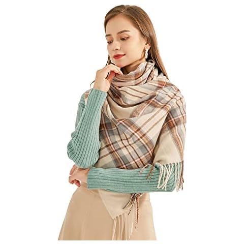 Lifup Winter Scarf Pashmina Shawl Wraps Soft Scarves for Women Warm Cape Beige One Size Cover