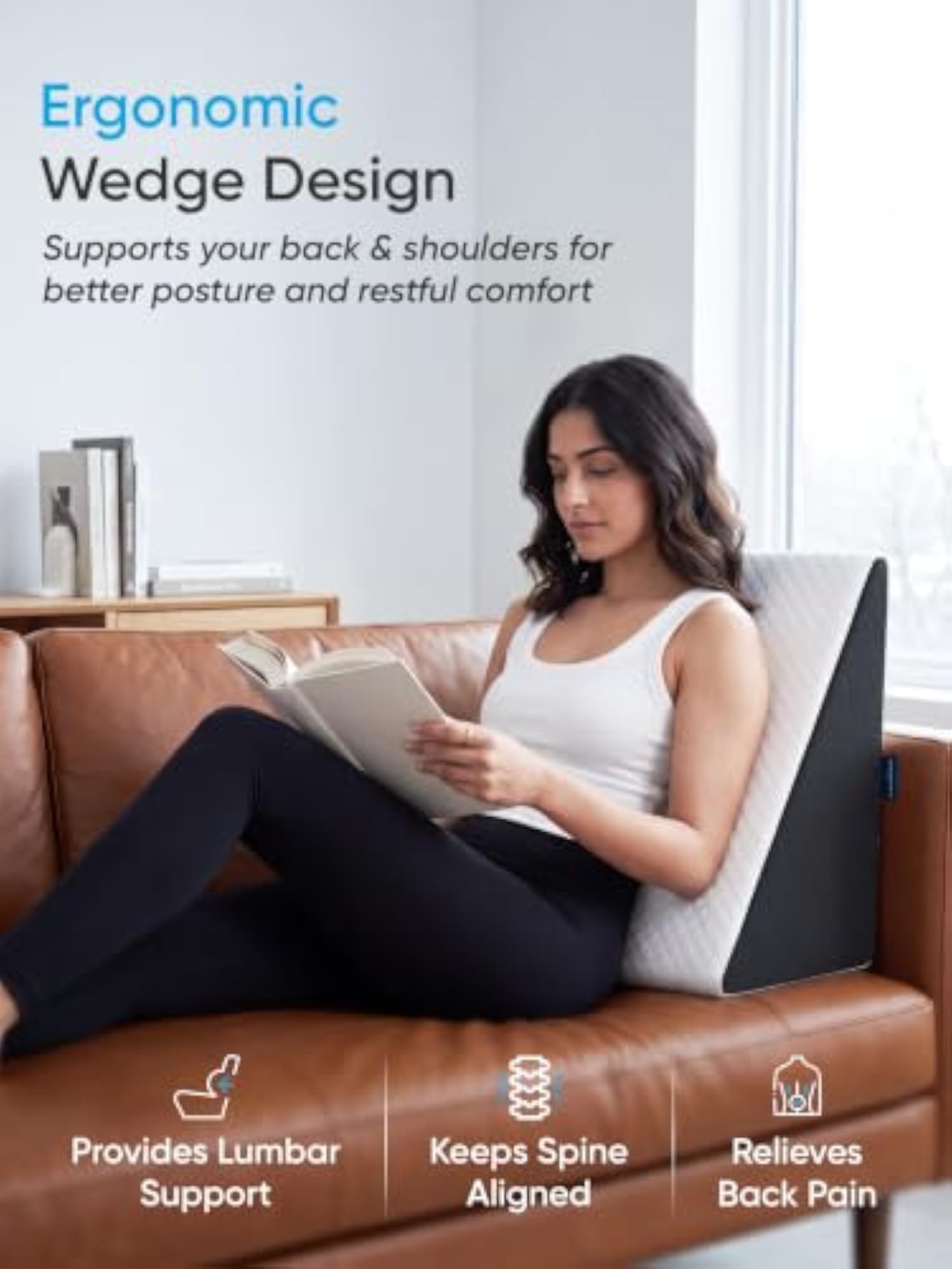 Memory Foam Wedge Pillow for Back Support, Orthopedic Gift