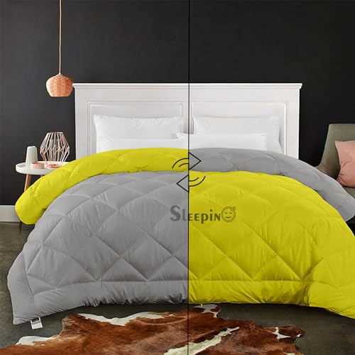 Image of 600 GSM Heavy Winter Single Bed Comforter | Microfiber, Breathable, Reversible,Soft, Lightweight & Machine Washable Comforter for Single Bed 60x90 Inch - SilverYellow