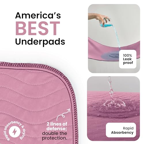 Image of IMPROVIA Washable Underpads, Heavy Absorbency Reusable Incontinence Pads for Kids, Adults, Elderly, and Pets, Waterproof Protection Floor (Pink and White, 18 inch x 24 inch - Pack of 4)