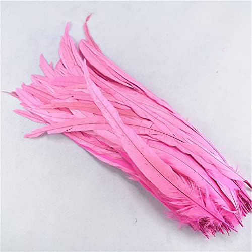 Zamihalaa - Pink 50PCS 35-40CM Natural Rooster Feathers Colorful Feather for Decoration Crafts Christma DIY Pheasant Plumes