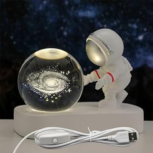 Table Lamp for Kids, 3D Galaxy Crystal Ball Super Soft Illumination LED Small Night Light USB Powered and Button Control Nightlight, Perfect for Gift