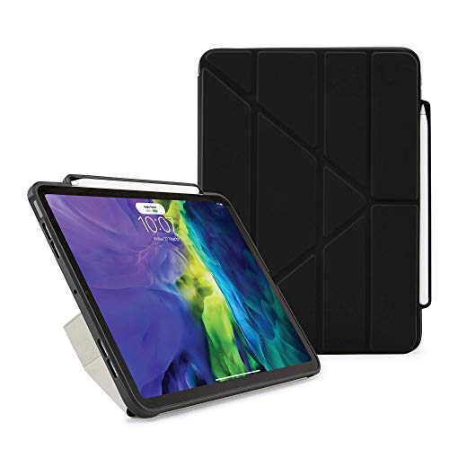 Pipetto Origami Pencil iPad Hülle Pro 11 (2020) 2. Generation | Stoßfester TPU Bumper mit 5-in-1 Ständer | Apple Pencil 2 Sync and Charge kompatibel – Schwarz