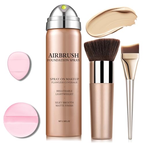 ZHISHUDL Magic Minerals Airbrush Foundation Spray,Air Brush Makeup Full Coverage Foundation for Mature Skin, Older Women and Teenagers,Long Lasting Lightweight Natural Makeup - 03 Nude
