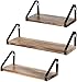 An der Wand montierte schwimmende Regale 3er-Set,Paulownia Holz Wandmontage für Schlafzimmer Wohnzimmer Badezimmer Küche Easy Hold Up 15kg