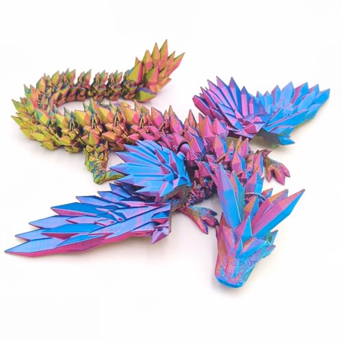 3D Printed Flying Dragon Decor, 18" Red/Blue/Yellow